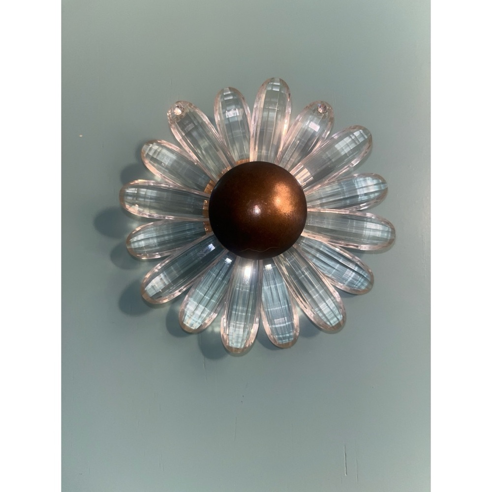 Clear Lucite Plastic Large Flower Brooch